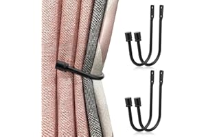 LAM-LORD Curtain Tieback Hooks, Heavy-Duty Black Metal Drapery Tieback Hooks Wall Mounted Drape Holder for Voiles Curtain Holdback (size:2 Pairs)