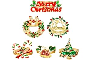 Kesote 12 Portatovaglioli Natalizi, Porta Tovaglioli Natalizi, Ferma Tovaglioli Natalizi a 6 Forme Natalizie Decorzioni da Tavola per Festa Natale Cena Anniversaria