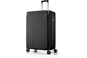 FLIEE Large Suitcase Hard Shell | Aluminum Telescopic Handle | TSA 3 Digit Combination Lock | 4 Dual Spinner Wheels | Lightweight Suitcase Large. (Black, Large 28")