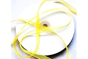 CaPiSo 50 m Organza -Schleifenband in 1 cm Breite mit Webkante (Gelb)