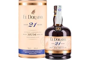 El Dorado, Rum 21 Years Old, 700 ml, Aroma di Arancia e Mandarino, Note Dolci di Zucchero di Canna, Cioccolato Fondente e Caffè, Invecchiato 21 anni in Guyana in Botti exBourbon, Idea Regalo, 43% Vol.