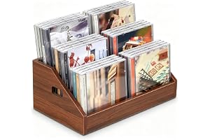 GHIAKQYT CD-stativ 3 nivåer av trä CD-hylla – CD och DVD-arrangör | Hållare för samlare och spelare, praktisk medielagring monterad