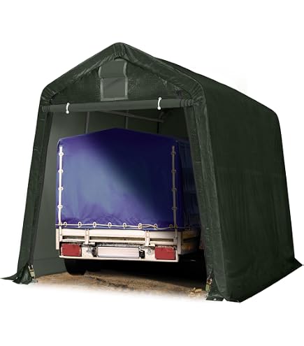 TOOLPORT Lagerzelt Zelthalle 8x12 m mit Hochziehtor - robuste PRIMEtex PVC Plane 2300 N - Wasserdicht 3m Seitenhöhe