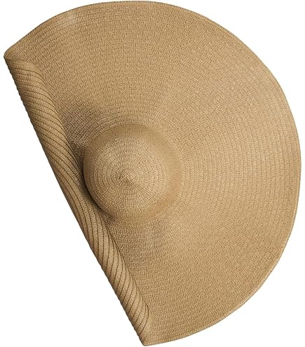 Chapeau De Paille à Grand Bord Pour Femme – Protection UV – Pliable – Pour Plage, été – Taille 55-57 Cm