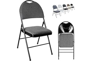 Nyxi Set of 2 Folding Chairs Premium Quality with Padded Fabric or PVC Seats, Metal Frame, Foldable Chair Home Office Dinning, Heavy Duty, Multi-Purpose Indoor & Outdoor (Grey Fabric)