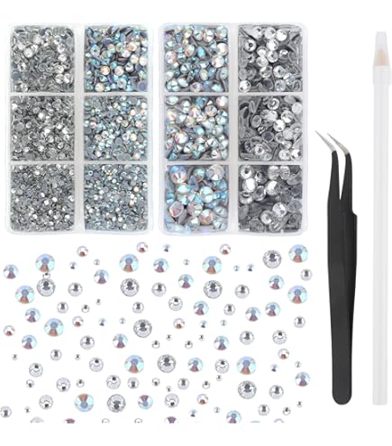 BEADSLAND Hotfix strasssteentjes,2880 stuks platte achterkant kristallen steentjes voor ambachten kleding doe-het-zelf decoraties,Siam,SS6,1.9-2.1mm