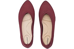 Veittes Women's Wide Width Flat Shoes - Comfort Ladies Soft Breathable Slip-On Knitted Ballet Flats.