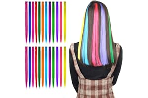 24 Pcs Extension Capelli Colorati Clip, Comius Sharp 55 CM Colored Clip in Hair extensions, Ciocche Colorate per Capelli in 12 Colori Diversi, per Donne Acconciature Cosplay (Straight)