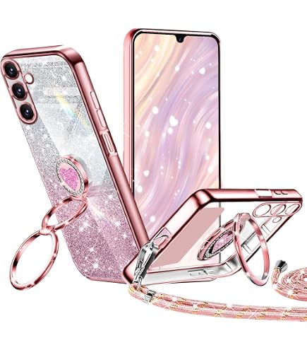Custodia Per Xiaomi Redmi 14C / Poco C75 / Poco M7 5G Con Specchio Trucco E Supporto, Glitterata, Nera, Antiurto