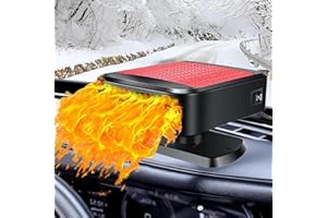 CHUANKEFANXING Calentador de coche, Calentador de coche portátil, 12V 200W Calentador de coche, 2 en 1 Calefacción y refrigeración parabrisas desempañador, 360 grados de rotación desempañador con base adhesiva