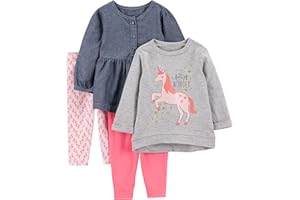 Simple Joys by Carter's Girl's 4-piece Long-sleeve Shirts and Pants Playwear Set Pants Set (pack of 1)