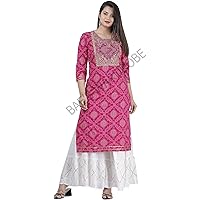 Bae's Wardrobe Rayon Straight Kurti with White Sharara Plazzo for Women & Girls Dress