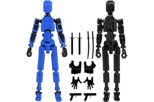 HNIEHEDT Figura T13, Titani 3D, Figura d'azione Titan 13, Figura d'azione T13, Robot mobile multi-snodato con manichino stampato in 3D - Azione Lucky 13 (black+blue)