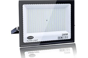 Tkdaksy Focos LED Exterior 200W, 2M Cable Blanco Frío 6500K Proyector LED Exterior, Resistente al Agua IP66 Foco Proyector LED, 20000LM para Terrazas, Patios, Balcones, Parques, Garajes, Fábricas