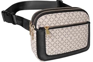 Geestock Bum Bag for Ladies Women Fanny Pack Waist Bag, Trendy Vegan Leather Adjustable Belt Waist Pouch Bumbag for Travel Shopping (Printed Black)