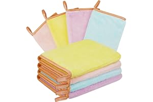 GRBAIN Microfibre Face Cloths Pack of 8 Colourful: Children's Terry Cloth Face Wash Mitt, Bath Spa