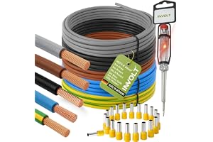 INVOLT H07V-K kabelkabel 6 mm² set, 5 x 5 m kabel, 100 ledarändhylsor, fastestare