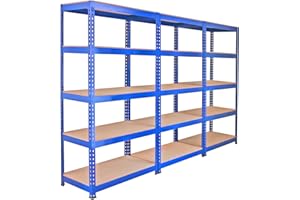 Monster Racking - 3 Rayonnages Q-Rax en Acier sans Boulons Bleus 90cm x 50cm x 182cm