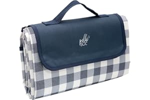 Pelle & Sol Picnic Blanket Waterproof, 200x140CM Foldable Picnic Mat - Outdoor Beach Blanket - Slip Resistant w/Carrying Handle - Sandproof & Washable Beach Mat for Garden, Hiking, Camping