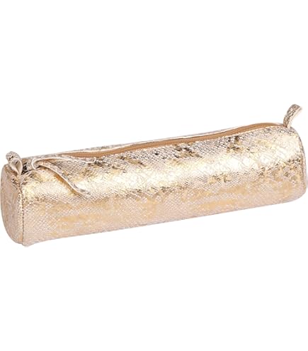 Clairefontaine 8298C - Trousse Scolaire Ronde Couleur Naturel 5,5x22 Cm En Véritable Cuir D'Agneau I Fourniture Scolaire I Trousse Crayons De Couleurs I Etui à Crayons I Porte-Plume : C Rhodia