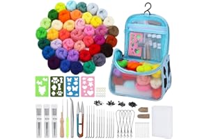 Deudy 148 Stück Nadelfilz Starter Kit, 40 Farben Nadelfilz Set, Filzwolle Trockenfilzen, Grundlegende Filzwerkzeuge und Zubehör für Anfänger, DIY Filz Tier Handwerk