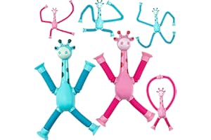 ZAYIN Zabawka Pop Tubes, zabawka z autyzmem, zabawka sensoryczna, zabawna zabawka na imprezę, dla małych dzieci, zabawka reliefowa, prezent na Boże Narodzenie, urodziny (żyrafy różowe i niebieskie)