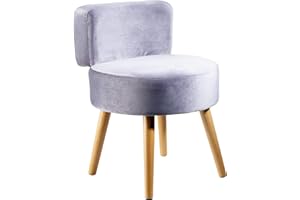 Echtwerk Sillón Milo tapizado, sillón escandinavo, silla confortable, respaldo alto, acolchado de espuma suave, para salón y rincón de lectura, patas de madera, 44 x 58 cm, 4 kg, color gris