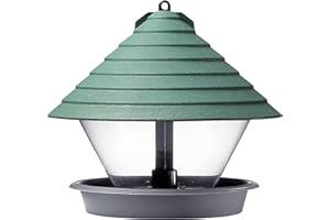 ‎DEHNER Dehner Natura Premium Wildvogel Futterampel Guayana, Futterstation für Wildvögel, Vogelhaus robust / hängend, inkl. Aufhängevorrichtung, Ø ca. 27 cm, Höhe ca. 23 cm, Kunststoff, grün