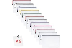 Vicloon Bolsa de Archivo de Multicolor Cremallera, 12 Pcs A6 Bolsa de Documentos Blanco de Malla Bolsa de Archivo Bolsas de Cremallera de Almacenamiento de Oficina Accesorios