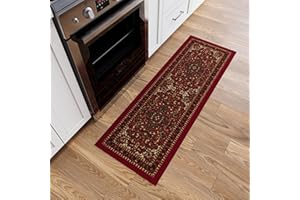 Ottomanson Ottohome Collection Persian Oriental Heriz dywan z gumowym spodem, 50 x 150 cm, czerwony