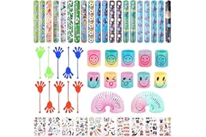 above zero Bomboniere per Feste Bambino, 52 Pezzi Pignatta Gadget Compleanno Bambini con Tatuaggi Bambini, Braccialetti Slap, Arcobaleno Molla, Regali Feste per Ragazzi Ragazze