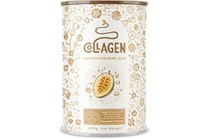 ALPHA FOODS Collagene idrolizzato puro, Acido Ialuronico con elastina marina - AROMATIZZATO AL CIOCCOLATO – da bere 450g in polvere - integratore articolazioni, pelle e capelli