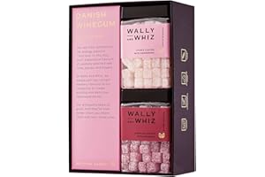 ‎WALLY AND WHIZ Wally and Whiz – The Love Box Geschenke zum Weihnachtsabend - Gourmet Fruchtgummis – Litchi/hindbær og hibiscus/rabarber - Vegane – Gluten & Allergenfrei Weingummi – 480g