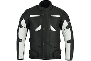 Sterling Sports® Mens Waterproof Jackets CE Armoured Motorcycle Men's Jackets - Quick Dry Motorbike Jacket for Summer or Winter Riding - Textile Cordura Polyester Fabric (Black Grey, Medium)