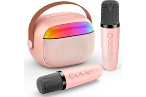 Gralal Karaoke con Microfono Bambini, Regalo Bambina 3-12 Anni Microfono Karaoke per Bambini Giochi Bambina 3-12 Anni Femmina Giocattoli Bambina 4-10 Anni Cassa Karaoke con 2 Microfoni Natale