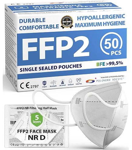 Medisana RM 100 - Lot De 10 Masques FFP2 Certifiés CE, Anti-Poussière & Aérosols, Emballage Individuel Hygiénique