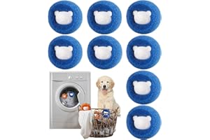 TATUNER Anti Poil Machine à Laver, 8 Pièces Boule Anti Poil, Enleve Poil Animaux Réutilisable, Balle de Lavage, Attrape Poils Machine a Laver pour Vêtements et la Literie (Bleu)