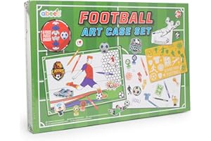 abeec Football Art Case Set – Creative Football Gift for Boys and Girls – Complete Colouring Kit with Stencils, Stickers, Pad and Eraser – Perfect Travel Art Set for Kids