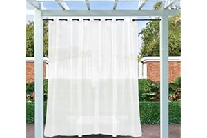 ‎CLOTHINK Clothink Outdoor Vorhang Transparent Wetterfest 254x245cm mit Ösen (1 Stück) Voile Gardinen Für Balkon Terrasse Wasserdicht Sichtschutz Sonnenschutz