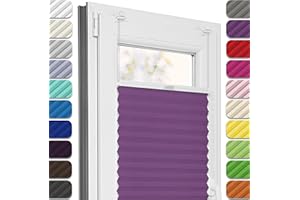 Estika® Plissee ohne Bohren, Premium Klemmfix - 85cm Breite x 120cm Höhe - Pflaume - Metal pliseehalter ohne Bohren, Modern sichtschutz für Fenster, Jalousien Fenster ohne Bohren