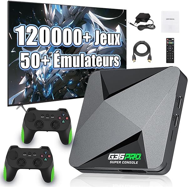 G11 Pro Game Box Console De Jeu Vidéo, 256 Go, 60000 + Jeux Rétro Intégrés, Manette De Jeu Sans Fil 2.4G, 4K HD TV Box, Console De Jeu Pour PS1, GBA