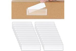 HAOBIN Samoprzylepny uchwyt na etykiety, mały, do zaciskania, przezroczysty, wizytówki, kieszenie, przezroczysty, tabliczka na nazwisko, uchwyt na etykiety, samoprzylepny, do regałów, szuflad (50