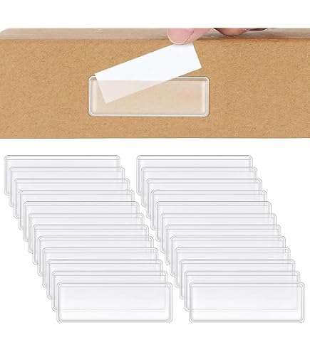 100 Pièces Porte-Étiquettes Adhésives Transparents 11x3 Cm Avec Inserts Papier - Organisation Étagères