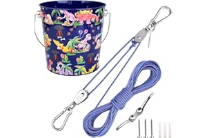 FUCNEN Système de poulie pour enfants - Seau pour aventures en bois - Accessoires pour maison/maison de jeux/cabane dans les arbres - Jouet de jardin et corde pour garçons et filles à partir de 3 ans