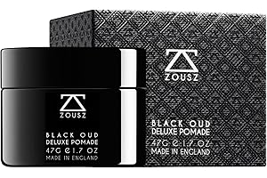 ZOUSZ Black Oud Deluxe Pommade pour hommes – Hair Wax enrichie en aloe vera et huile de ricin – Cire coiffante cheveux à tenue forte et brillance pour un fini nourri, maîtrisé et élégant – 47 g