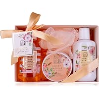French Tendance Körperpflege-Set Für Damen – Mit Peeling, Körpermilch, Duschgel & Schwamm, Winter-Cocooning