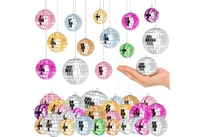37 stycken discokula dekorationsset, 3/4/5/6 cm färgad spegelkula