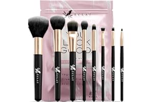 ECLAT SKINCARE Brochas de Maquillaje Veganas - 8 Unidades - Cerdas Más Suaves - No se desprenden - Para Formulaciones en Polvo y Líquidas - Hipoalergénicas