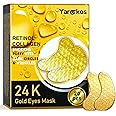 30 Pairs 24K Gold Under Eye Patches, 30 Pcs Golden Hydrating Eye Masks, Anti Wrinkle Cooling Collagen Undereye Pads for Adults, Women Travel Skincare Face Gel, Reduce Dark Circles Puffiness Puffy Eyes