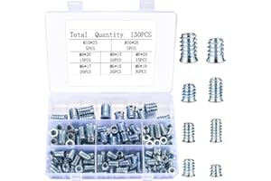JINZEYOU 130 Pcs Hex Socket Screw-in Nuts Kit, M6 M8 M10 Threaded Insert Nuts, Furniture Hex Socket Screw Inserts, Assorted Threaded Inserts Assortment Kit for Wood Furniture